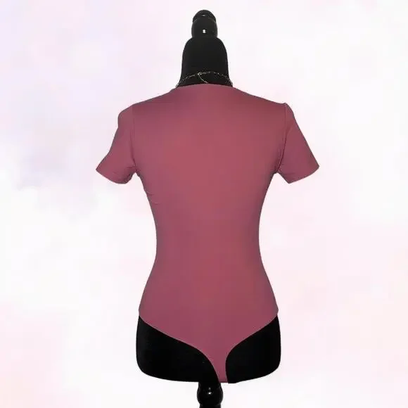 Aritzia Babaton Pink Bodysuit Sleek Minimalist Basic - Picture 4 of 4